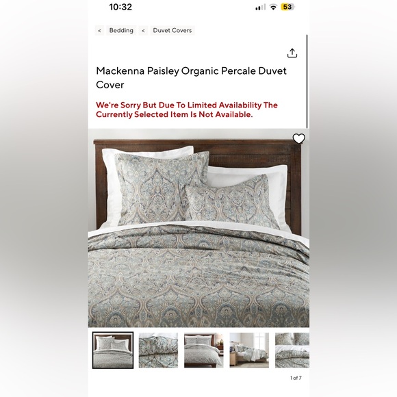New Pottery Barn Makenna F/Q Blue Paisley Duvet Cover & 2 Standard Shams - S/3